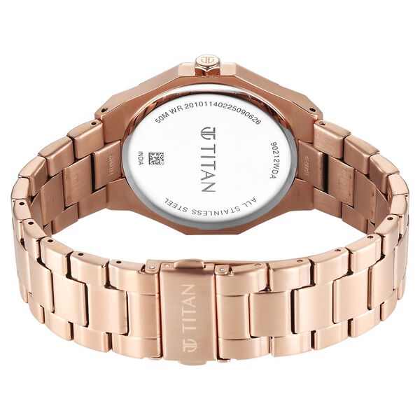 Titan Regalia Dodecagon Quartz Analog with Date Brown Dial Rose Gold Stainless Steel Strap Watch For Men - image number 6