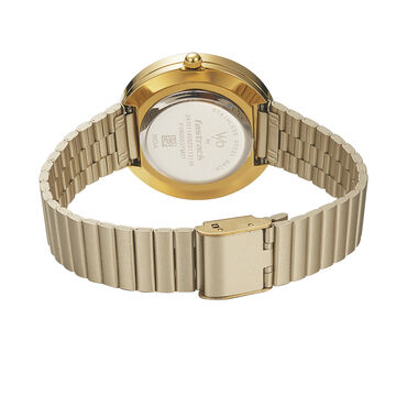 Fastrack Vyb Mirage Quartz Analog Golden Dial Stainless Steel Strap Watch for Girls