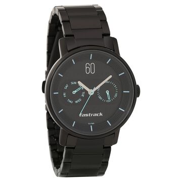 Fastrack Go Skate Quartz Analog with Day and Date Black Dial Stainless Steel Strap Watch for Girls