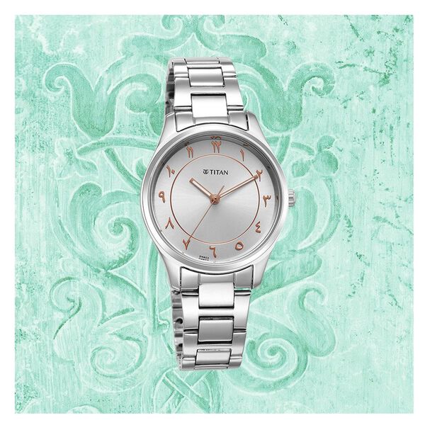 Titan Marhaba Silverwhite Dial Women Watch With Stainless Steel Strap - image number 1