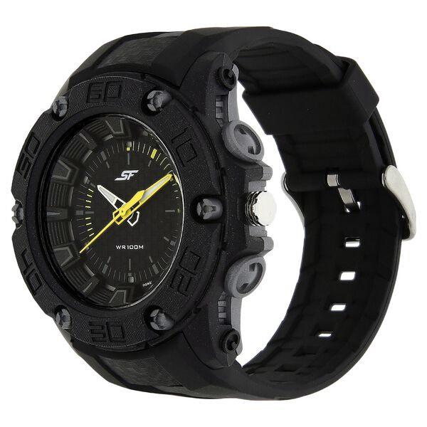 SF Quartz Analog Black Dial Plastic Strap Watch for Men - image number 1