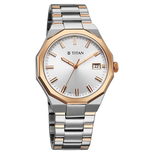 Titan Regalia Dodecagon Quartz Analog with Date Silver Dial Two Toned Stainless Steel Strap Watch For Men - image number 1