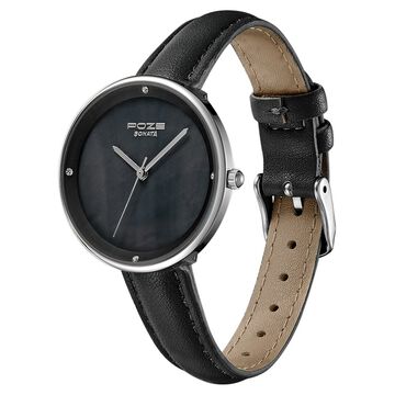 Poze by Sonata Quartz Analog Black Dial PU Leather Strap Watch for Women