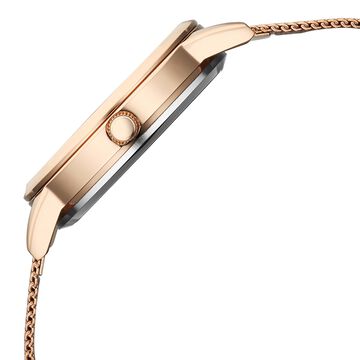 Vyb Runway By Fastrack Quartz Analog White Dial Rose Gold Stainless Steel Strap Watch For Girls