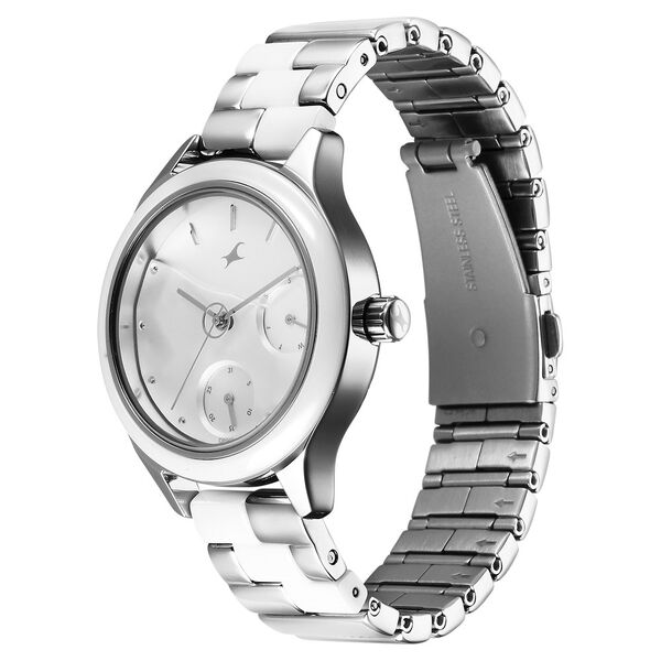 Fastrack Watch Silver Buy Fastrack Quartz Analog White Dial Silver - Main Image