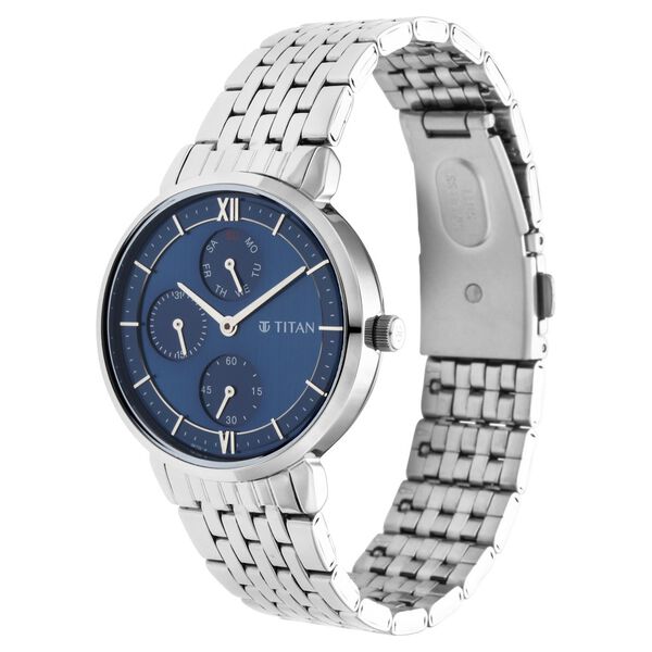 Titan Women's Regal: Roman Numeral Blue Dial & Metal Strap Watch - image number 2