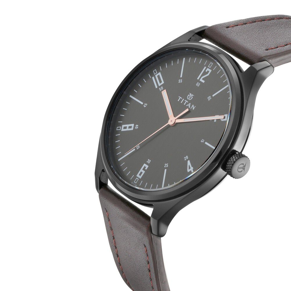 Titan watch top black leather belt