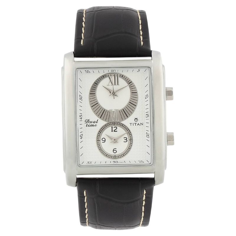 Titan Octane White Dial Analog Leather Strap watch for Men