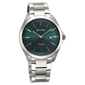 Titan Titanium Quartz Analog Green Dial Titanium Strap Watch for Men