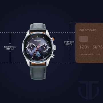 Titan Octane Quartz Multifunction Blue Dial With Blue Leather Strap Watch For Men