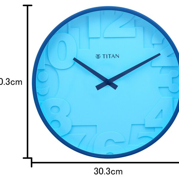 Titan Contemporary Blue Wall Clock with Overlayed numbers - 29.5 cm x 29.5 cm (Medium) - image number 5