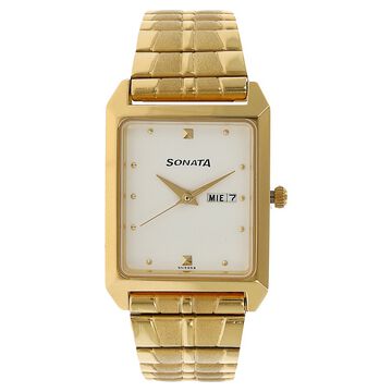 Sonata Quartz Analog White Dial Stainless Steel Strap Watch for Men