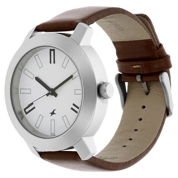 Fastrack Quartz Analog White Dial Leather Strap Watch for Guys - image number 1