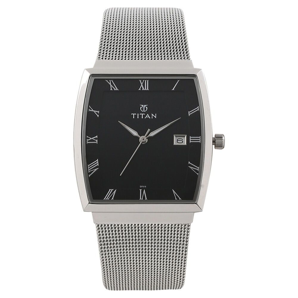 Buy Online Titan Quartz Analog with Date Black Dial Stainless