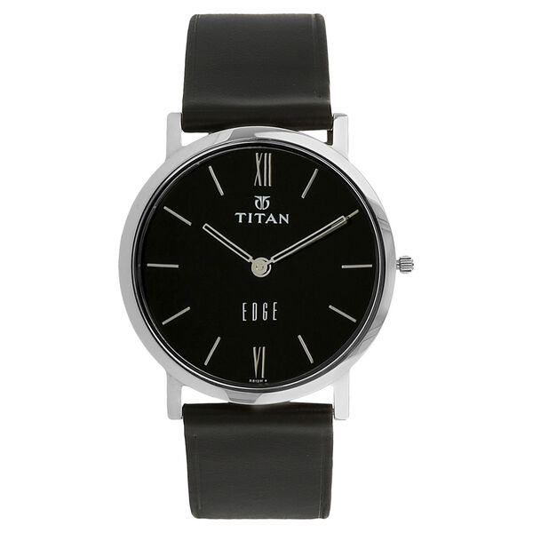 Titan Edge Quartz Analog Black Dial Black Leather Strap Watch For Men - image number 0