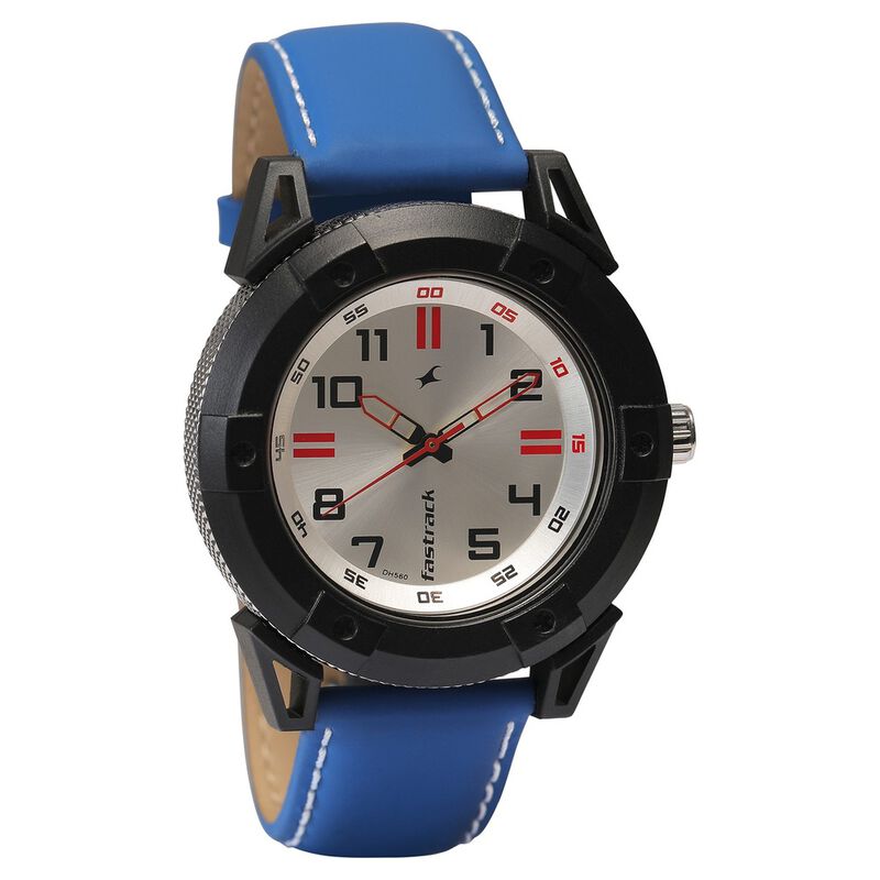 Fastrack Quartz Analog Silver Dial Leather Strap Watch for Guys - image number 1