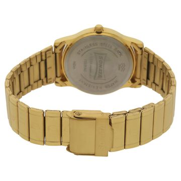 Sonata Quartz Analog Champagne Dial Stainless Steel Strap Watch for Men