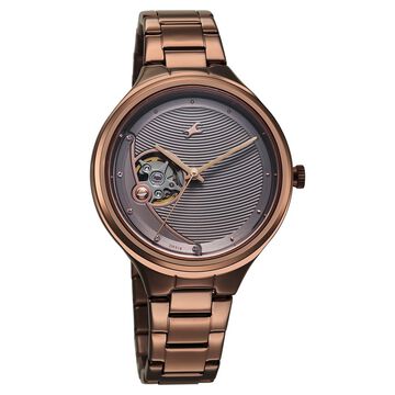 Fastrack Automatic Brown Dial Metal Strap Watch For Girls