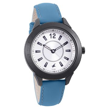 Fastrack Quartz Analog Silver Dial Leather Strap Watch for Girls