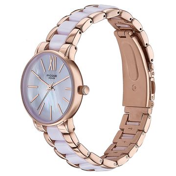 Sonata Poze Quartz Analog Purple Dial Metal Strap Watch For Women