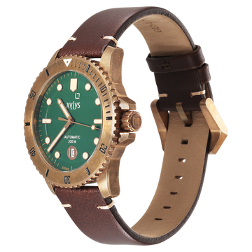 Xylys Mariana Swiss Analog with Date Green Dial Geniune Leather Strap Watch For Men
