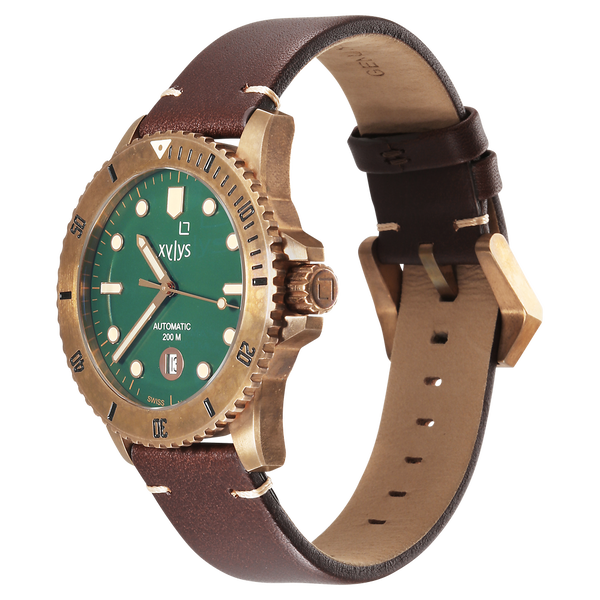 Xylys Mariana Swiss Analog with Date Green Dial Geniune Leather Strap Watch For Men - image number 3