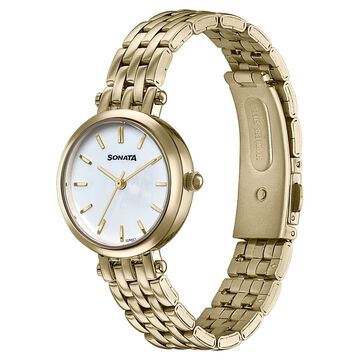 Sonata Wedding Edit Quartz Analog Off White Dial Stainless Steel Strap Watch For Women