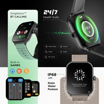Fastrack MYND - 4.9 cm AMOLED Display, AI Watchface, Offline Voice Commands, AI Chat, BT Calling IP68 Smartwatch