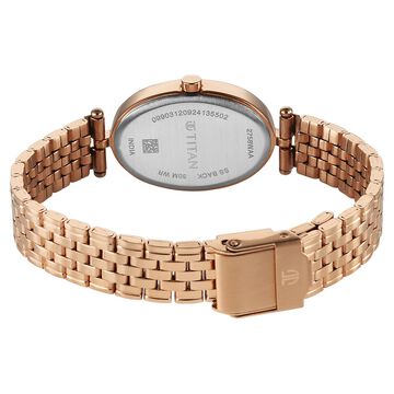 Titan Karishma Quartz Analog Silver Dial Rose Gold Stainless Steel Strap Watch For Women