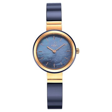 Xylys Quartz Analog Mother of Pearl Round Shaped Dial Steel & Ceramic Strap Watch For Women