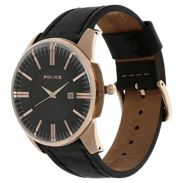 Police Quartz Analog with Date Black Dial Leather Strap Watch for Men - image number 1