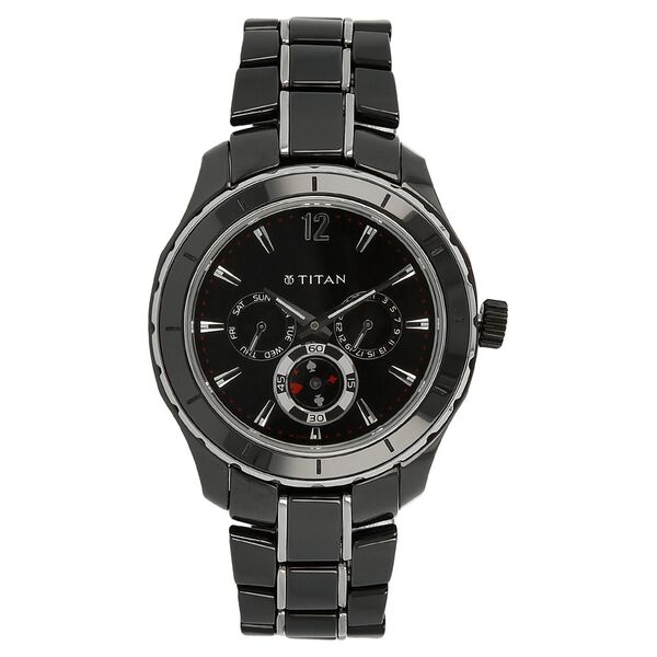 Titan Quartz Analog with Day and Date Black Dial Stainless Steel Strap Watch for Men - image number 0