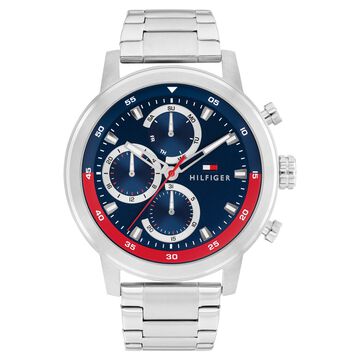 Tommy Hilfiger Quartz Multifunction Blue Dial Silver Stainless Steel Strap Watch For Men