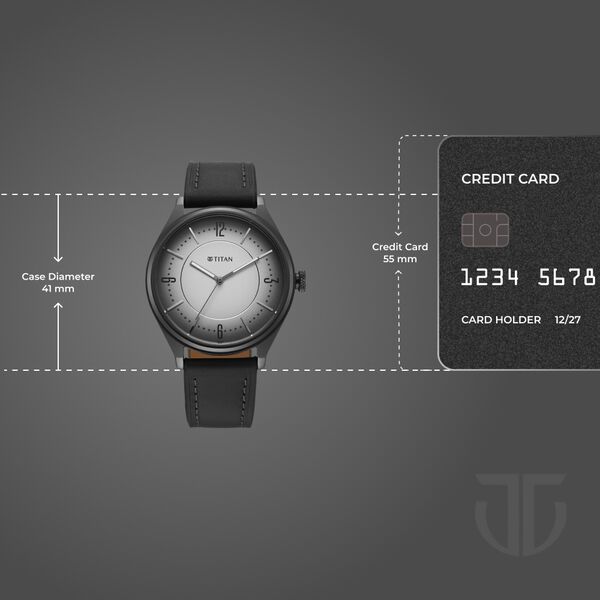 Titan Neo Basics Analog with Gray Dial Gray Leather Strap Watch for Men - image number 3