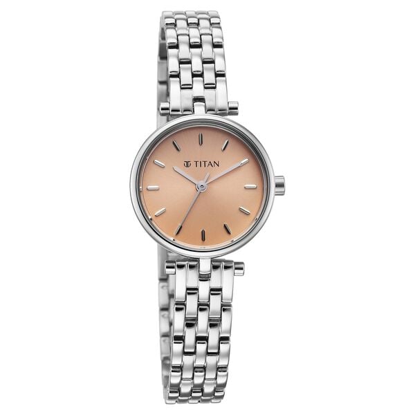 Titan Workday Edit Quartz Analog Rose Gold Dial Silver Stainless Steel Strap Watch For Women - image number 1