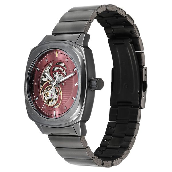 Fastrack Automatics Collection Pink Dial Grey Stainless Steel Strap Watch For Guys - image number 2