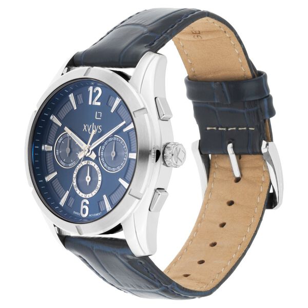 Xylys Swiss Multifunction Blue Leather Strap Blue Dial Watch For Men - image number 2