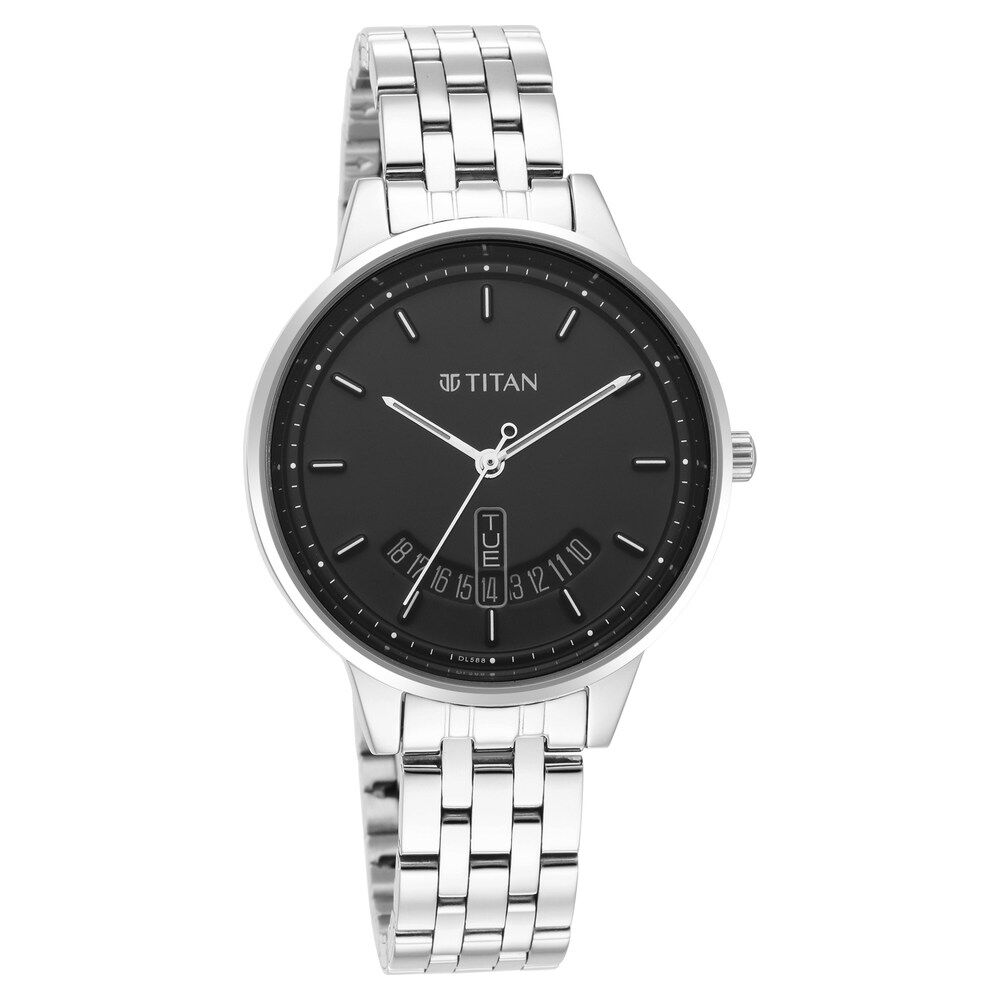 Titan Women s Precision Simplicity Watch Black Gradient Dial with Metal Strap