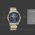 Sonata Magna Quartz Multifunction Blue Dial Two Toned Stainless Steel Strap Watch For Men - image number 3