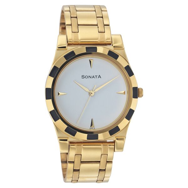 Sonata Quartz Analog White Dial Strap Watch for Men - image number 0