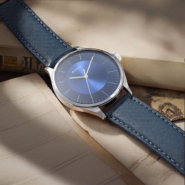 Titan Men's Urban Edge Lustrous Blue Dial Leather Watch - image number 1