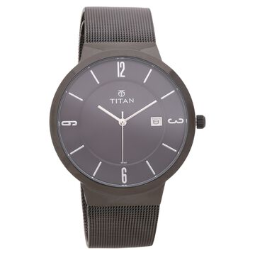 Titan Quartz Analog with Date Black Dial Stainless Steel Strap Watch for Men