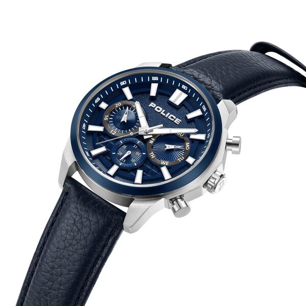 Police Quartz Multifunction Blue dial Leather Strap Watch for Men - image number 1