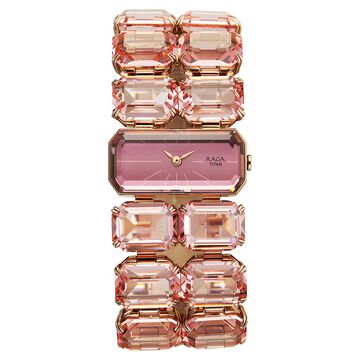 Titan Raga Cocktails Quartz Analog Rose Gold Dial Stainless Steel Strap Watch For Women