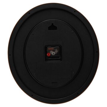 Brown Wooden Texture Oval Clock with White Dial and Silent Sweep Technology - 37 cm x 41.5 cm (Large)