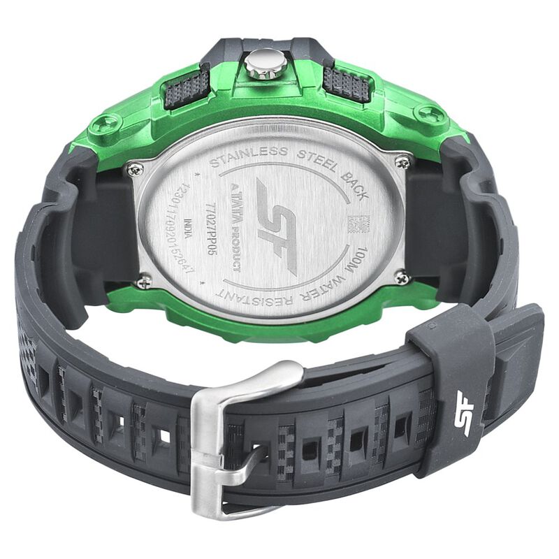 SF Quartz Analog Digital Black Dial PU Strap Watch for Men - image number 3