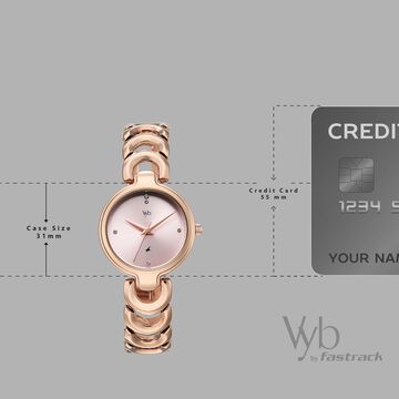 Vyb Successor By Fastrack Quartz Analog Pink Dial Rose Gold Metal Strap Watch For Girls