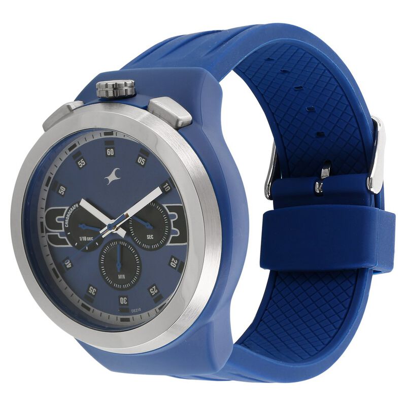 Buy Online Fastrack Quartz Chronograph Blue Dial Plastic Strap Watch