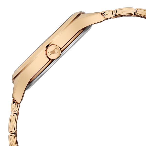 Fastrack Style Up Quartz Analog with Date Green Dial Rose Gold Colour Stainless Steel Strap Watch For Girls - image number 3