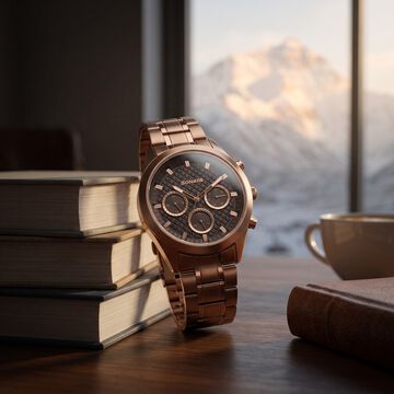 Sonata Multifunction Brown Dial Brown Metal Strap Watch For Men